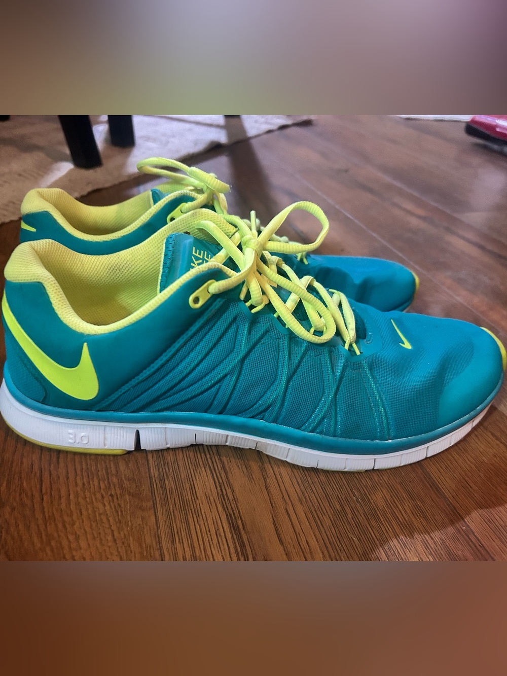 NIKE FREE TRAINER 3.0 MENS SIZE US 14 TURBO GREEN VOLT WHITE 2014 630856-371